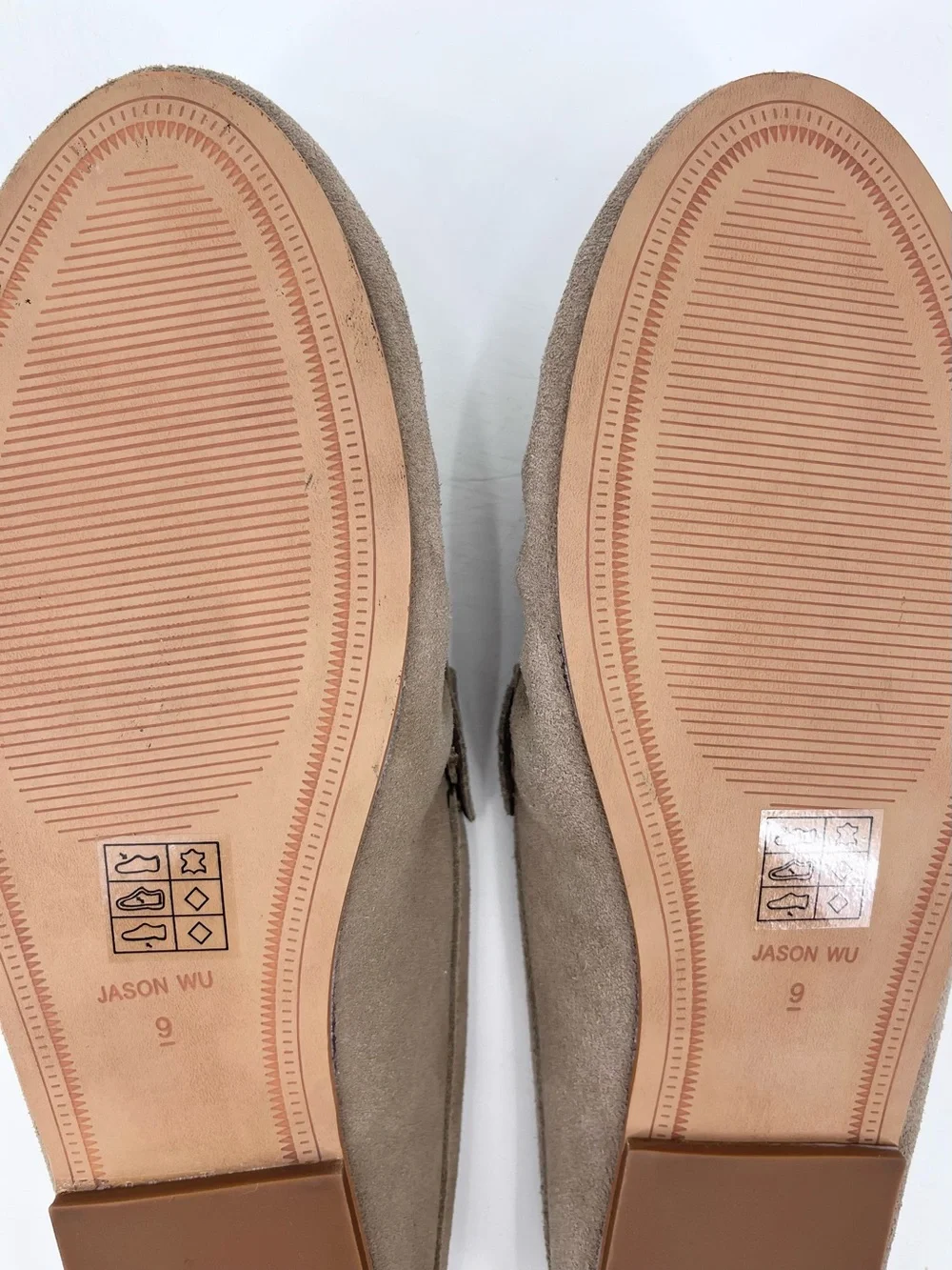 NWT Jason Wu Meeky Neutral Taupe-Beige Suede Penny Loafer Slip-On Mules Size  9